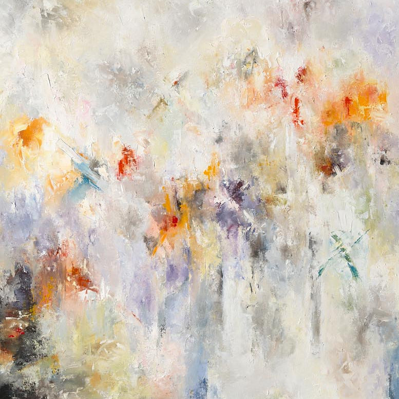 Fragment: ochre and violet dissolving into a chalk-white field.